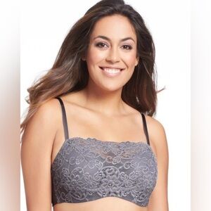 Olga Bra Women’s 36C Lace Cami Bra Gray Floral Full Coverage Underwire Softcore